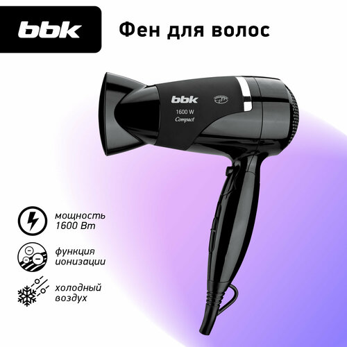 Где купить Фен BBK BHD1602i, черный BBK 