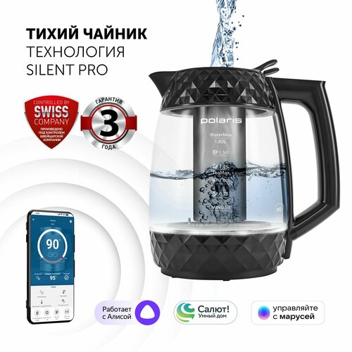 Где купить Электрический тихий чайник Polaris PWK 1823CGLD Wi-Fi IQ Home с подсветкой Polaris 