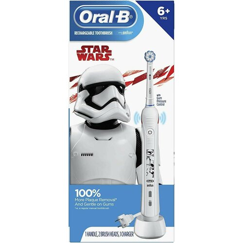 Где купить Детская электрическая зубная щетка Oral-B Junior Star Wars Special Edition (6+), белый, черный Oral-B 