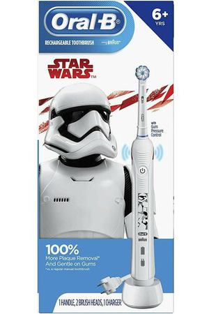 Детская электрическая зубная щетка Oral-B Junior Star Wars Special Edition (6+), белый, черный