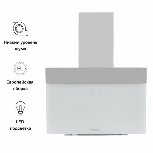 Где купить Наклонная вытяжка Krona KRISTEN S 600, цвет корпуса белый, цвет окантовки/панели белый Krona 