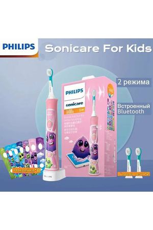 Звуковая зубная щетка Philips Sonicare For Kids HX6352/43 с приложением, розовый