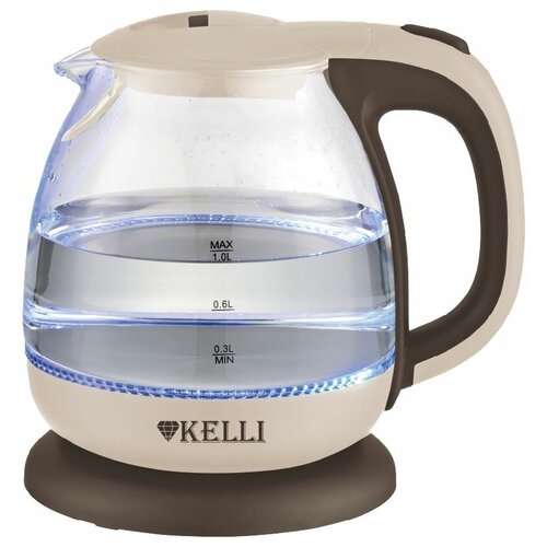 Где купить Стеклянный электрический чайник 1.0 л Kelli KL-1370 Кофейный Kelli 