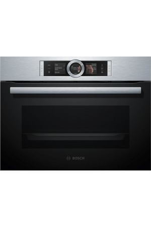 Компактный электрический духовой шкаф с СВЧ Bosch CMG 676BS1, серебристый