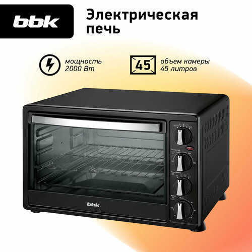 Где купить Духовка электрическая BBK OE4523MC черный, объем камеры 45 л, мощность 2000 Вт, конвекция, гриль, жарка, запекание, деликатная разморозка BBK 