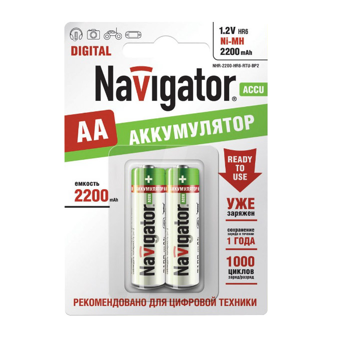 Где купить Батарейки Navigator NHR-2200-HR6-RTU-BP2 Navigator 