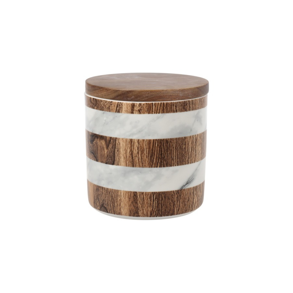 Где купить Банка Home & Style для сыпучих продуктов Wood&Marble 11 см Без бренда 