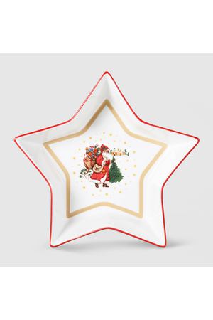 Блюдо Porcelana Bogucice Red Christmas звезда 21 см