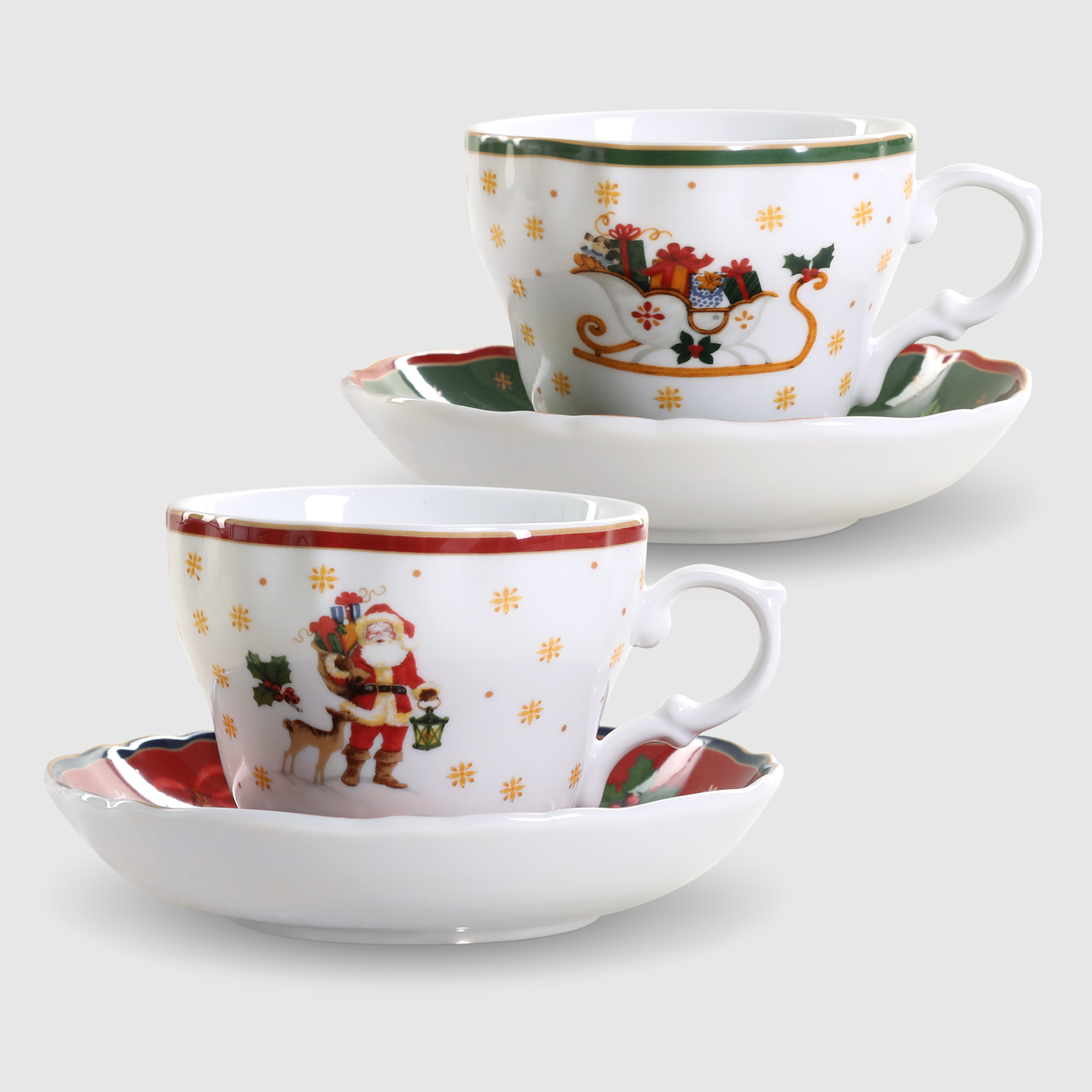 Где купить Чашка с блюдцем для кофе Porcelana Bogucice Red/Green Christmas 2 персоны Porcelana Bogucice 