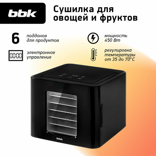 Где купить Электросушилка-дегидратор BBK BDH203D черный, сенсорное управление, 6 поддонов в комплекте, 450 Вт BBK 