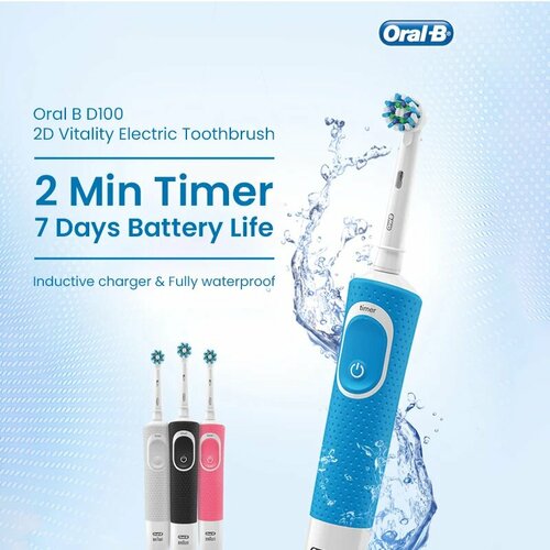 Где купить Электрическая зубная щетка Oral-B Vitality D100, голубой, CN Oral-B 