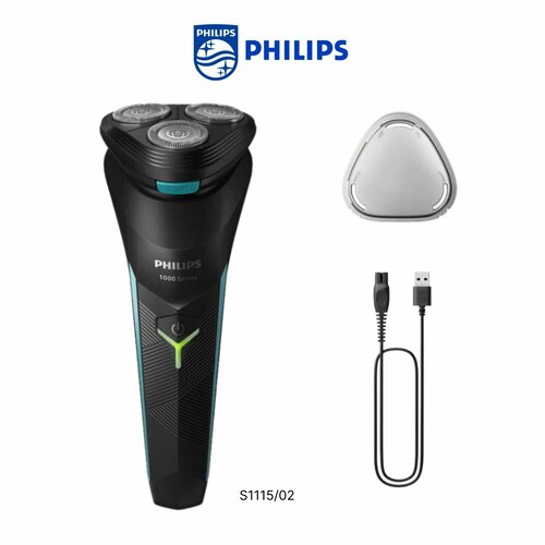 Где купить Электробритва Philips 1000 Series S1115/02, черный голубой, черный Philips 