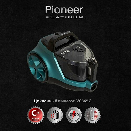 Где купить Пылесос для дома Pioneer VC365C, цифровая регулировка мощности, циклон, 3 насадки+щетка с подсветкой, шнур 9 м, 2100 Вт Pioneer 