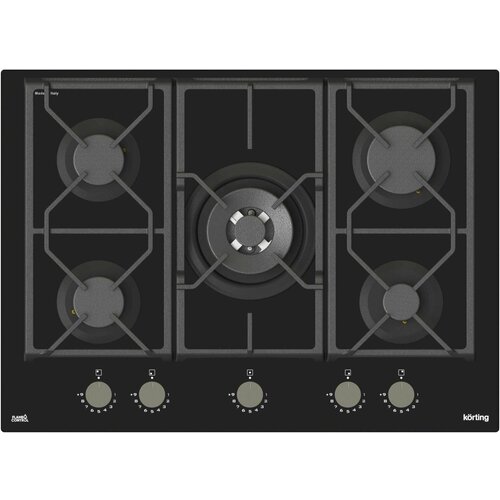 Где купить Варочная панель Korting HGG 7987 CTN FLC, 70 см, технология Flame Control, газ-контроль, электроподжиг, чугунные держатели для посуды, экспресс-конфорка, металлические поворотные регуляторы, крепление держателей, безопасное управление Korting 