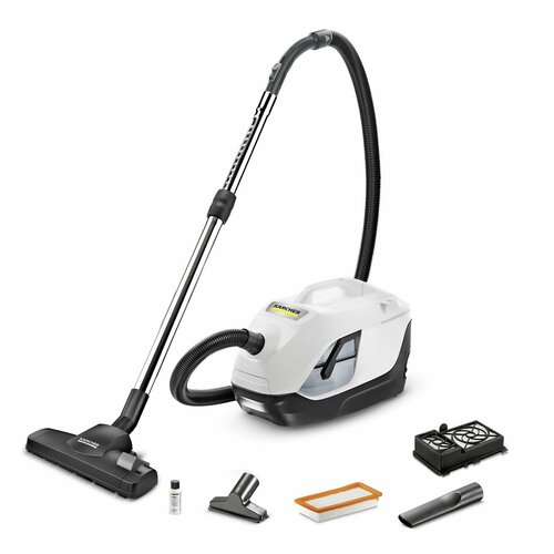 Где купить Пылесос для дома Karcher DS 6 1.195-250.0, с аквафильтром, многоступенчатая система фильтрации, 3 насадки, 650 Вт, 80 Дб, в комплекте пеногаситель FoamStop, белый/черный Karcher 