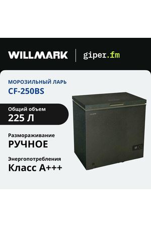 Морозильный ларь Willmark CF-250BS, объем 225 л, мощность замораживания 9.2 кг./сутки, BlackStone