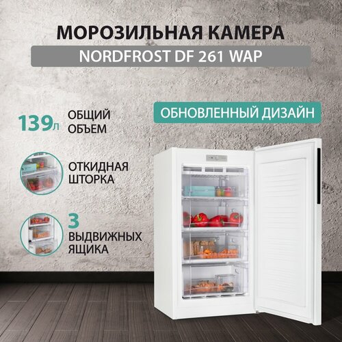 Где купить Морозильная камера NORDFROST DF 261 WAP, объём 139 л, ручная система оттаивания, перенавешиваемая дверь, белая Nordfrost 