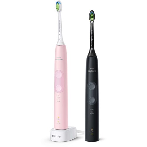 Где купить Звуковая зубная щетка Philips Sonicare ProtectiveClean 4500, черный/розовый Philips 