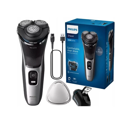 Где купить Бритва роторная Philips S3143/00 реж. эл:3 питан: элек. сеть/аккум. черный/серебристый Philips 