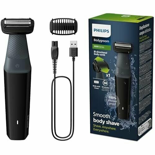 Где купить Водонепроницаемый триммер Philips Bodygroom Series 3000 для интимной зоны и тела, чистое и комфортное бритье, уход за всем телом, время работы 50 минут, модель BG3017/01 Philips 