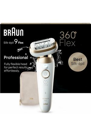 Эпилятор Braun Silk-epil 9 Flex, Series 9, с технологией Smart Touch, плавающая головка, белый/золото