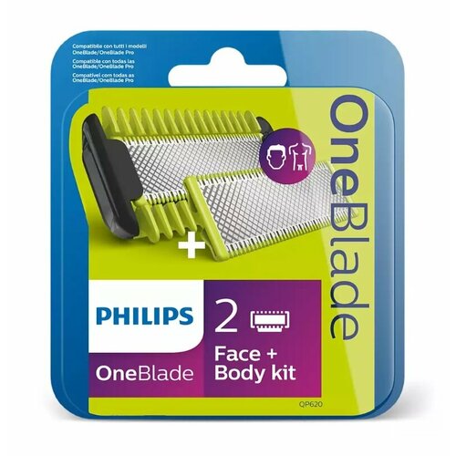 Где купить Сменные лезвия Philips OneBlade QP620/50, 2 шт Philips 