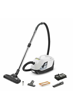 Пылесос для дома Karcher DS 6 1.195-250.0, с аквафильтром, многоступенчатая система фильтрации, 3 насадки, 650 Вт, 80 Дб, в комплекте пеногаситель FoamStop, белый/черный