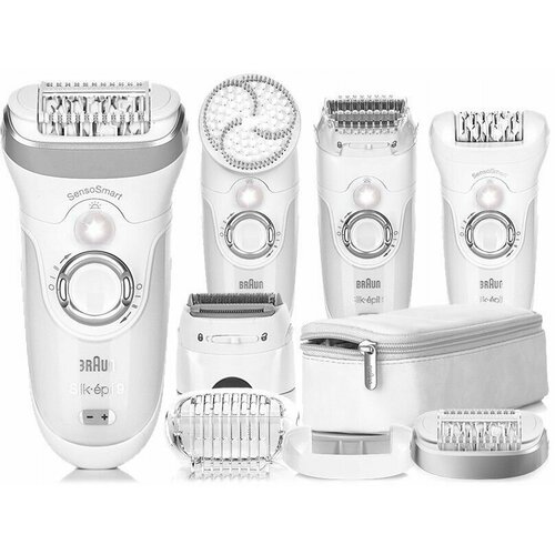 Где купить Эпилятор Braun Silk-epil 9 MBSES9 Bonus Edition 100th Years Limited (Wet&Dry) SensoSmart + бонус насадки и сумочка, белый Braun 