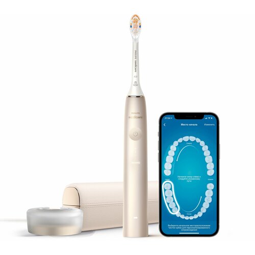 Где купить Звуковая зубная щетка Philips Sonicare 9900 Prestige HX9992/11, RU, золотистое шампанское Philips 