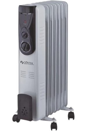 Масляный радиатор CENTEK CT-6200, 0.6 кВт, 15 м², колеса в комплекте, белый