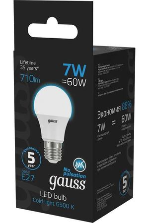 Лампа Gauss A60 7W 710lm 6500K E27 LED