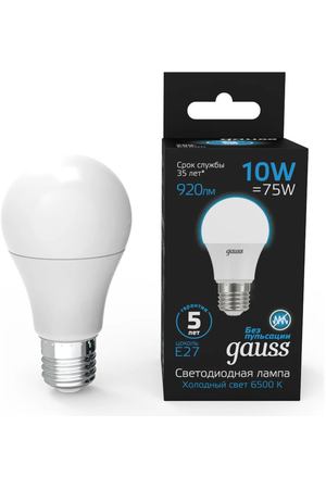 Лампа Gauss A60 10W 920lm 6500K E27 LED