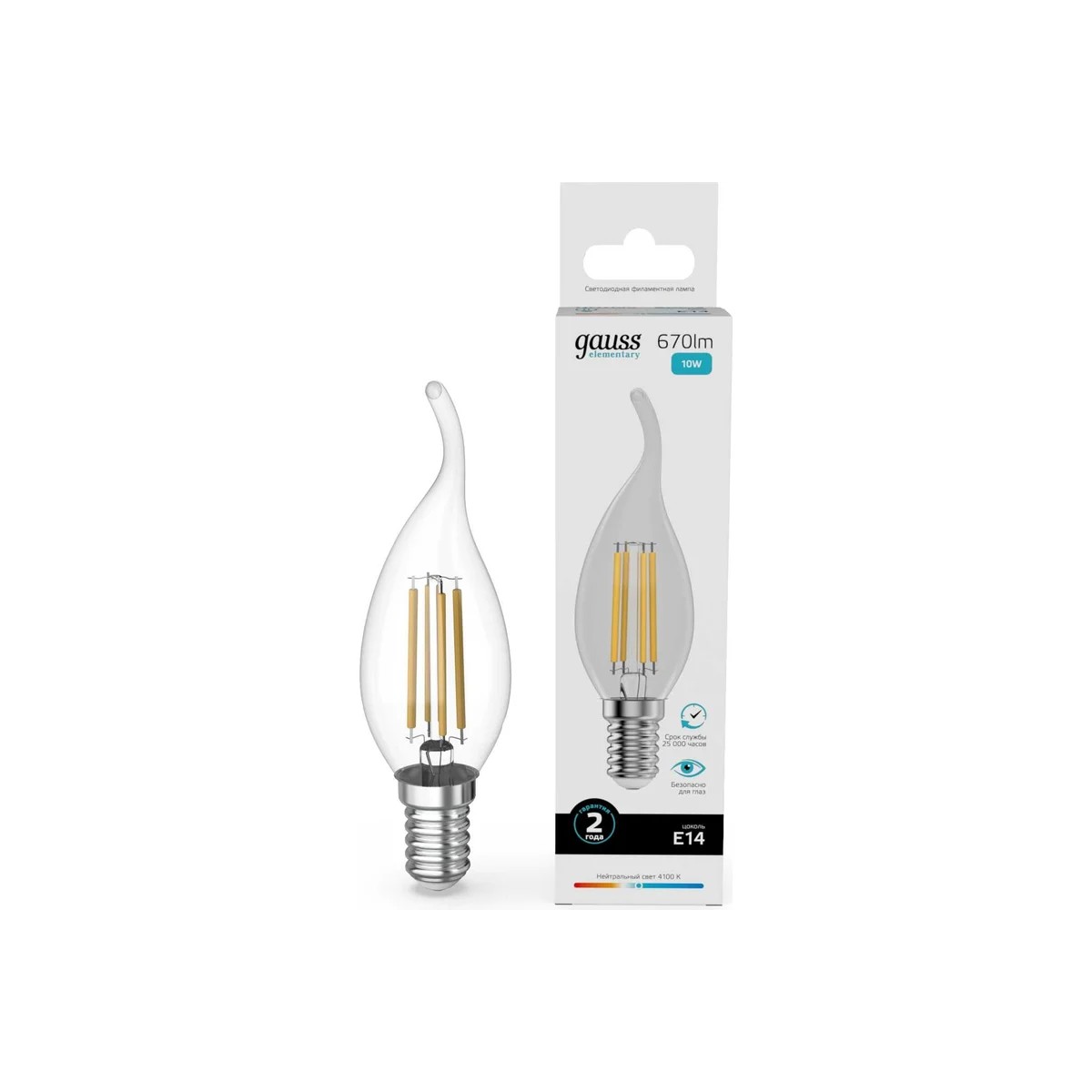 Где купить Лампа Gauss Filament Elementary Свеча на ветру 10W 670lm 4100К Е14 LED Gauss 