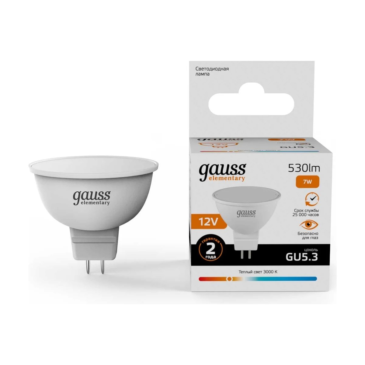 Где купить Лампа Gauss Elementary MR16 12V 7W 530lm 3000K GU5.3 LED Gauss 