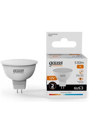 Лампа Gauss Elementary MR16 12V 7W 530lm 3000K GU5.3 LED