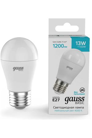 Лампа Gauss Basic Шар 13W 1200lm 4000K E27 LED