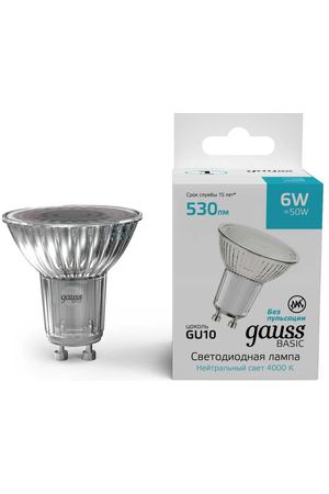 Лампа Gauss Basic MR16 6W 530lm 4000K GU10 LED