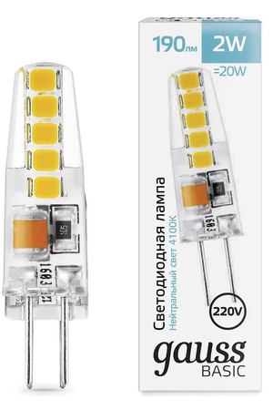 Лампа Gauss Basic G4 AC220-240V 2W 190lm 4100K силикон LED