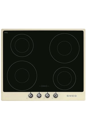 Индукционная варочная панель Smeg SI964PM, с рамкой, цвет панели черный, цвет рамки бежевый
