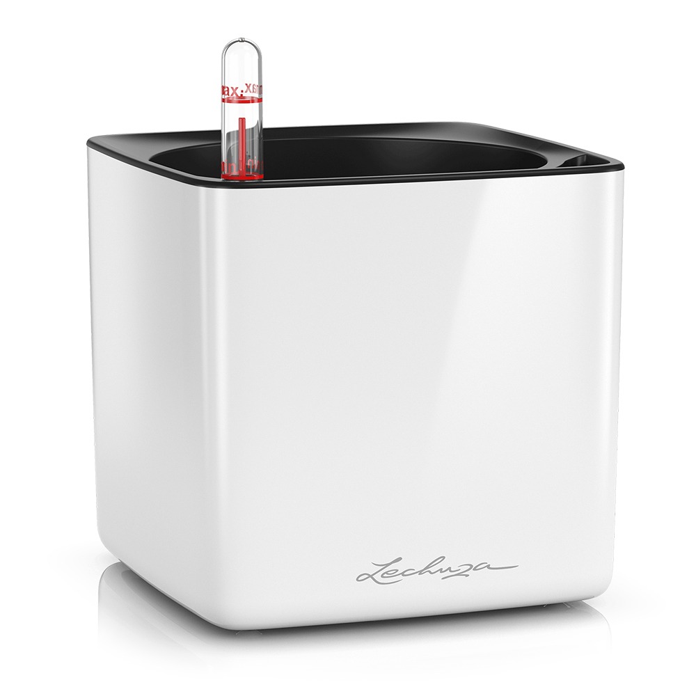 Где купить Кашпо с автополивом Lechuza cube glossy 14x14 белое Lechuza