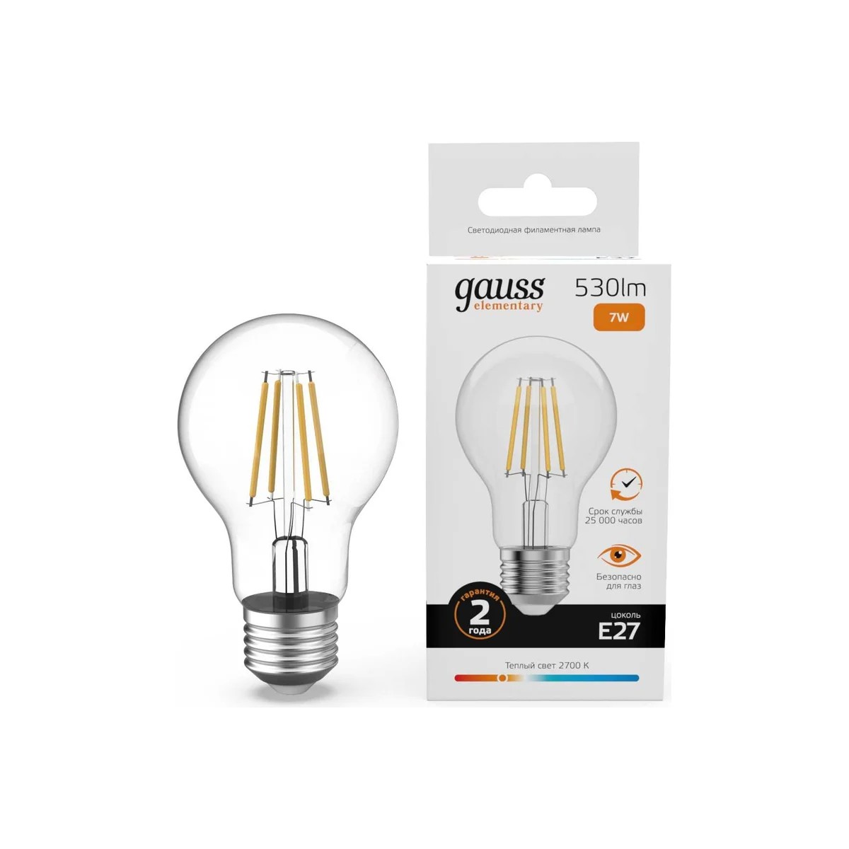 Где купить Лампа Gauss Filament Elementary А60 7W 530lm 2700К Е27 LED Gauss 