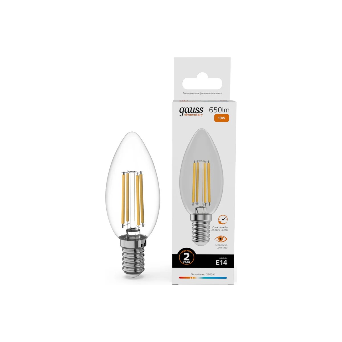 Где купить Лампа Gauss Filament Elementary Свеча 10W 650lm 2700К Е14 LED Gauss 