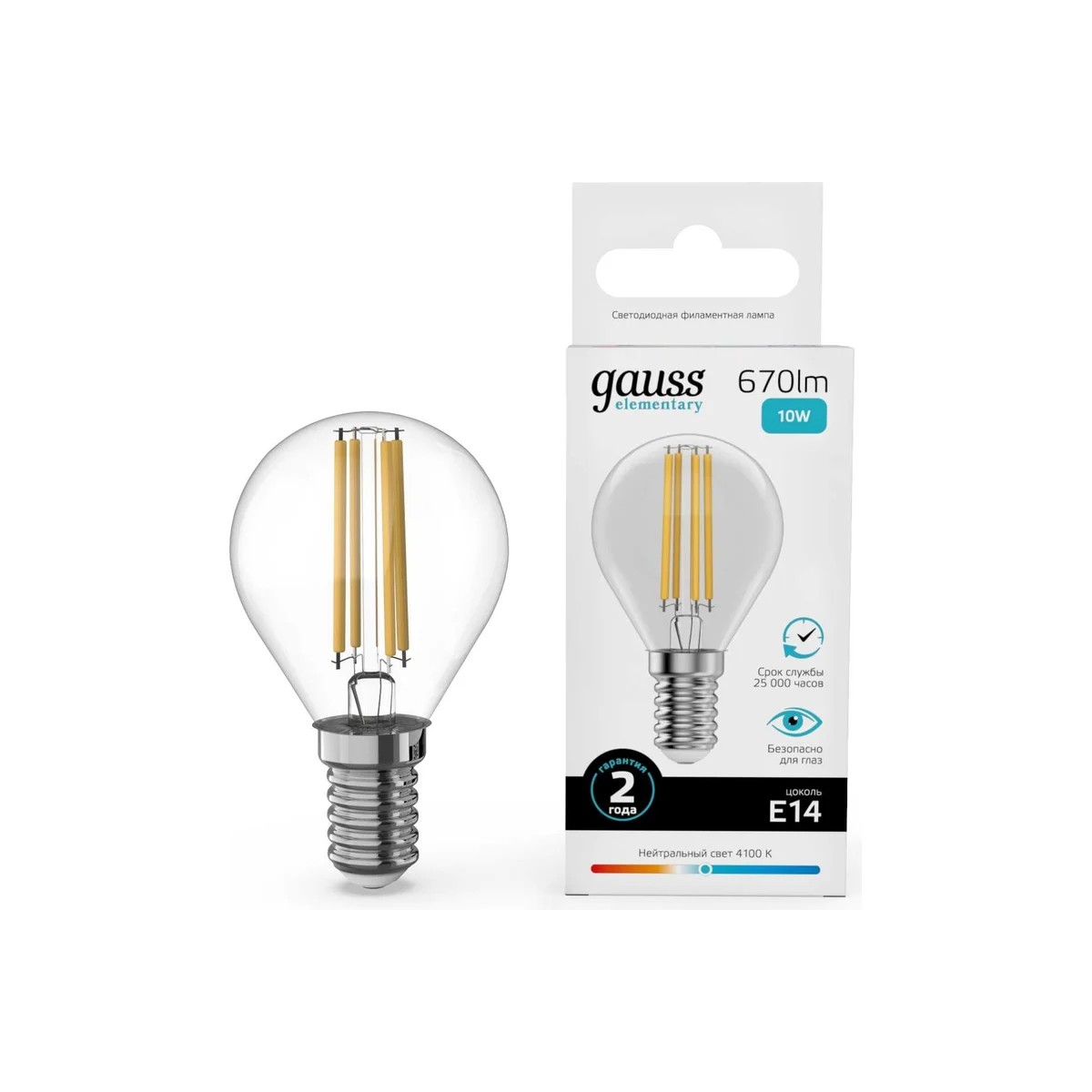 Где купить Лампа Gauss Filament Elementary Шар 10W 670lm 4100К Е14 LED Gauss 