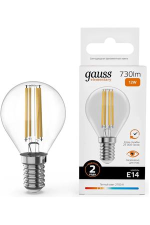 Лампа Gauss Filament Elementary Шар 12W 730lm 2700К Е14 LED