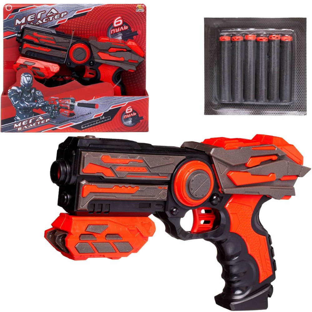 Где купить Мегабластер ABtoys с 6 мягкими снарядами (PT-00811) ABtoys