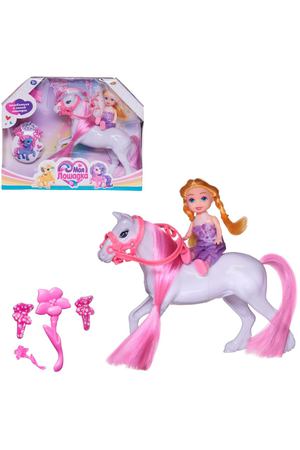Лошадка и девочка-наездница ABtoys 3 вида (PT-01459/сиреневая) в ассортименте
