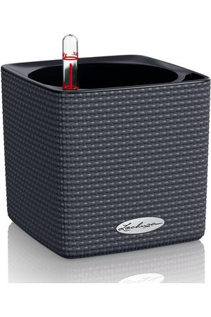 Кашпо с автополивом Lechuza Cube Color серый 14x14x14 см