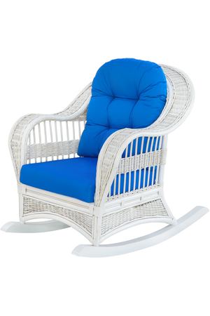 Кресло-качалка Rattan grand white с подушками
